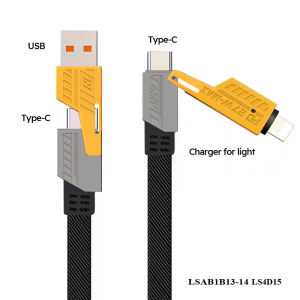 Aigoo 4 in 1 Charging Cable Type C USB Multifunction PD Fast Charging Cable 65W For Phone 15 14 13 For Samsung S23 For Xiaomi