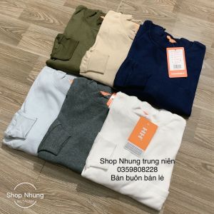 Áo dài tay thun nam trung niên cổ 3 phân dệt kim hàng cực đẹp