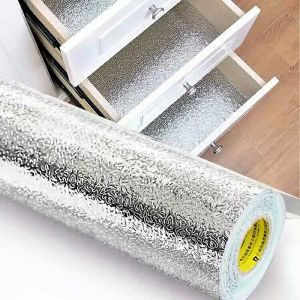 Cuộn Giấy bạc dán bếp dài 3m - Cuộn decal giấy bạc dán bếp tráng nhôm cách nhiệt ô vuông bạc khổ 3m x 60cm tiện lợi dễ dàng lau chùi sử dụng