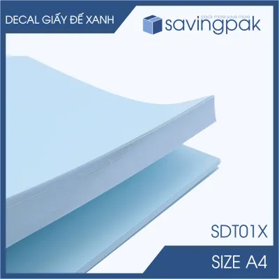 SDT01X - Xấp 50 tờ giấy decal đế xanh khổ A4 - Giấy in đơn hàng nhãn dán sticker đế xanh