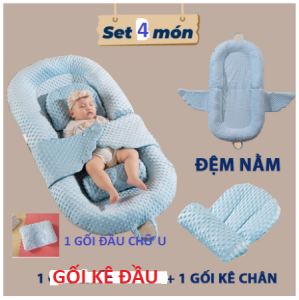 Nôi nệm cho bé sơ sinh đệm ngủ gấp gọn cho bé sơ sinh êm ái cao cấp từ 0 đến 18 tháng