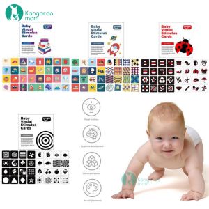 Kangaroomom Montessori Early Education Baby Visual Stimulation Cards Black White and High Contrast Flash Cards