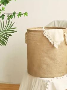 Sacesr Waterproof Cotton Linen Laundry Basket Large Capacity Foldable Sundries Organizer with Handle Household Toys Storage Bins Home X2Z8B