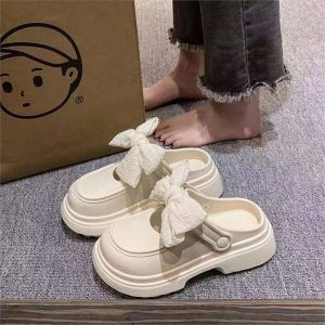 [Free Shipping] New Summer Collection: Sweet And Cute Bow-Knot Clogs WomenS Thick-Soled Fashionable Sandals For Outdoor Wear