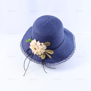 Krcohe Topi Pantai Bunga Straw Paper Summer Hat Fashion UV Protection