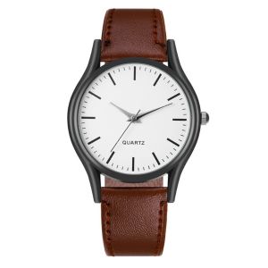 BHYJGD Leather Strap Quartz Watch Round Dial Minimalist Classic Wristwatches Elegant Stainless Steel Couples Watch Gifts