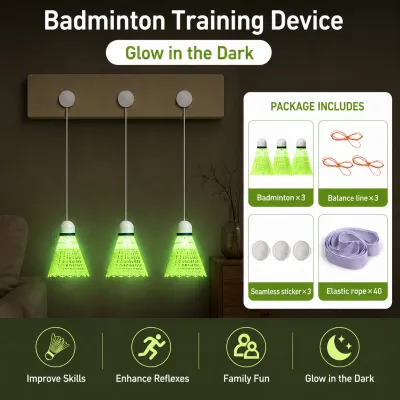 3 Ball Badminton Trainer Alat Latihan Badminton Automatic Rebound Shuttlecock Singles Practice 羽毛球练习