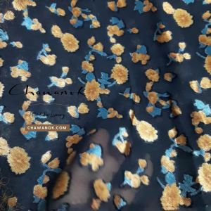 ผ้าชีฟองญี่ปุ่น Chawanok ทอลายดอกไม้กำมะหยี่ มีสามสี (ผ้าชิ้น)