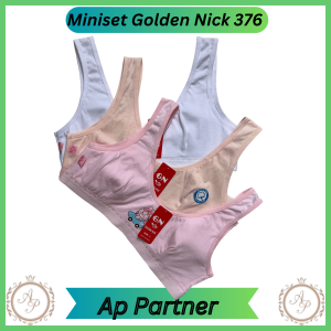 Set 3 Pcs Mini set Minibra Anak Cewek Golden Nick Kancing Art 376 | Pakaian Dalam Anak Perempuan