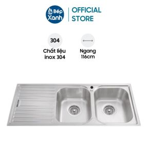 Chậu Rửa Chén Malloca MS 1025L NEW - Inox 304 Siêu Bền - Ngang 116cm - Độ Dày Chậu 0.8 mm - Hàng Chính Hãng