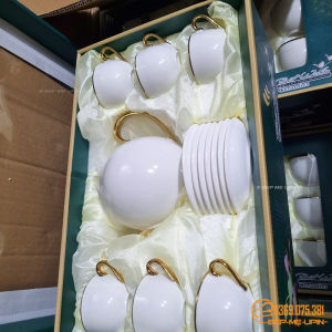 Bộ ấm chén viền vàng cao cấp tinh tế sang trọng