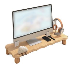 GOLDMINES Wood  Computer Heightening Rack Comfortable Viewing Height Stable  Computer Riser Sturdy Nordic Elevated Laptop Stand Workstation