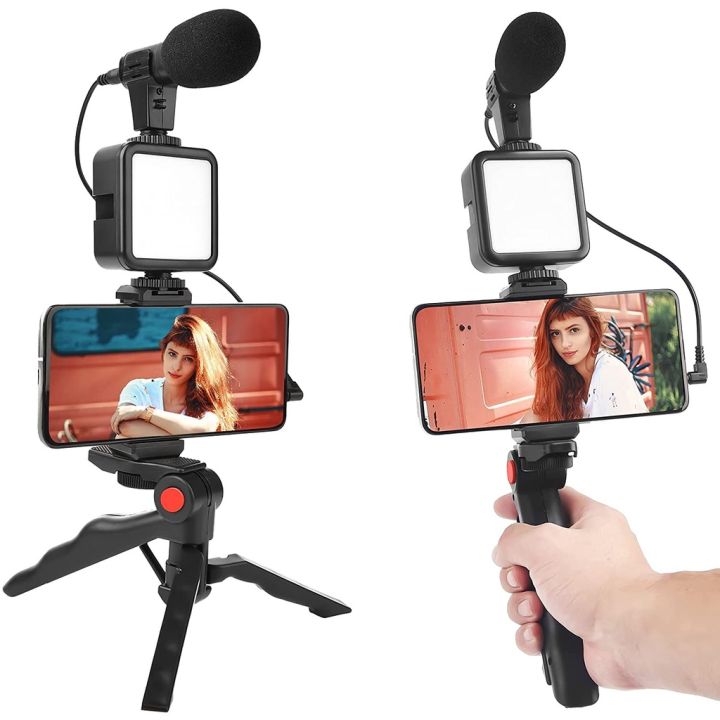 vlogging making kit AY 49 with mikrofon lampu LED multifungsi