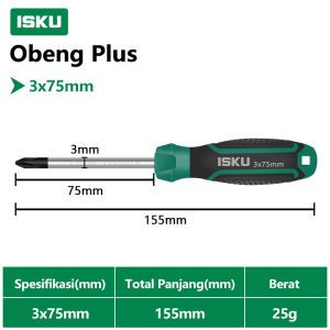 ISKU Obeng Plus Minus Obeng Magnet Screwdriver Sets Obeng set  Alat Perkakas Pegangan Karet Karat