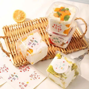 Set 10 hộp nhựa vuông trong B10-8 đựng bánh mousse tiramisu bông lan trứng muối