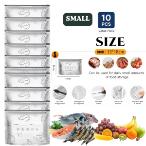 Top Seller REUSABLE ALUMINUM FOIL SEALABLE STORAGE BAGS (10pcs) | New Resealable Vacuum Zipper Pouches for Food Preservation | Ideal Storage Bags for Fruits Vegetables Meat & Seafood | Leakproof & Odorproof Freezer & Fresh-Keeping Zip Lock Pouches
