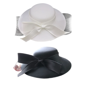 Modern Wedding Headgear Bold Bowknot Embellishment Adjustable White Black Bridal Accessory For Ceremonies Fashion Shows