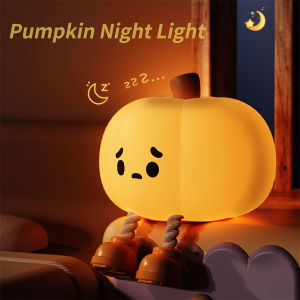 Pumpkin Night Light Touch Sensor Rechargeable Silicone Lamp Timing Dimmable Desk Lamp Bedroom Decor Kids Birthday Christmas Gifts