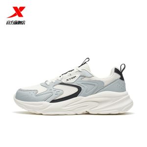 Xtep Kasut Lelaki Kasut Kasual Fesyen Boleh Bernafas Dua Lapisan Jaring Kasut Sukan Ringan Yang Tidak Tergelincir Warna Yang Sesuai dengan Kasut Ayah Kasual Yang Selesa