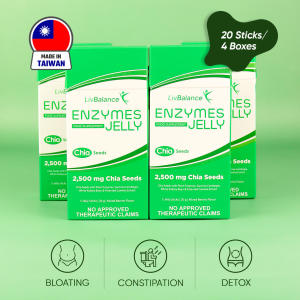 LivBalance Enzymes Jelly (20 Sachets): Reduce Bloating and Constipation with Plant Enzymes & Chia Seeds
