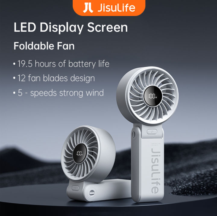 JISULIFE Portable Mini Fan 5000mAh Foldable USB Fans With 5 Gears ...