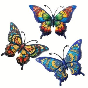 UTOPUS 1/3/4pcs Iron Metal Butterfly Wall Art Decor Outdoor Courtyard Crafts Garden Wall Hanging Fashion Pendants Home Wall Decoration Living Room