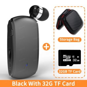 DISOUR K68 6 IN 1 Wireless Earphone Meeting Recording/MP3 TF Card Play/One-Click Photo/Vibration Reminder Lavalier Business Sport Bluetooth Headphone With Mic Noice Cancelling Earbuds