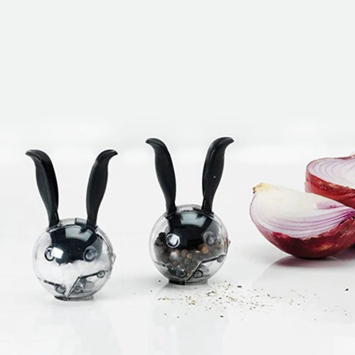 A LAU Manual Rabbit Ears Salt Pepper Mill Ball Shaped Ceramic Mill Core Salt and Pepper Grinder
