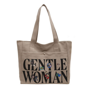 317 ㊖   ประเทศไทย gentlewoman กระเป๋าผ้าใบลายตัวอักษรผู้หญิงกระเป๋าโท้ทความจุสูงข้ามพรมแดนกระเป๋าสะพายแฟชั่น