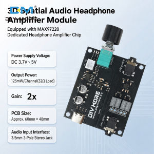 DM-AB001 MAX97220 Stereo Headphone Amp Module | DC 3.7V-5V | Type-C Interface 3.5mm Earphone Amplifier Board