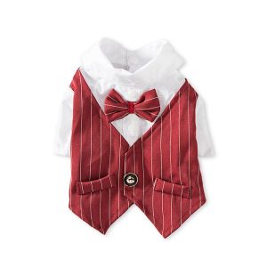 FANGAN Christmas Decoration Halloween Pet Outfit Dress Up Tuxedo Gentleman Dog Bowtie Formal Shirt Pet Supplies Wedding Suit Dog Costumes Dog Tuxedo