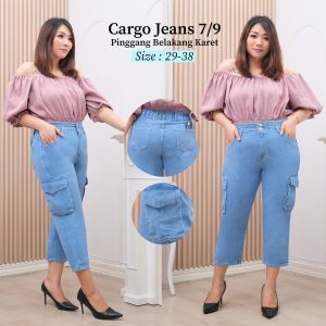 Celana Cargo Jeans Wanita Terbaru 7/9 Kantong Samping Bahan Premium