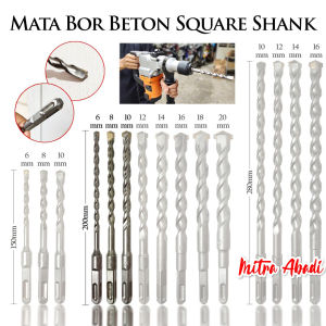 PANJANG 200 MM Mata Bor Beton Hammer Impact Square Shank Kotak Bobok Tembok 6 mm 8 mm 10 mm