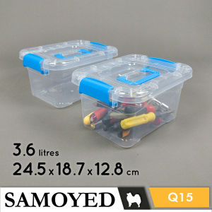 Tempat / Kotak Plastik Penyimpanan Serba Guna / Plastic Storage / Container / Organizer Box 3.6 Liter Samoyed STBX-Q15 (Aksesoris / Pernak-Pernik / Perkakas / Pakaian / Mainan / Alat Tulis / Perlengkapan / Peralatan Seni / Gambar / Lukis)