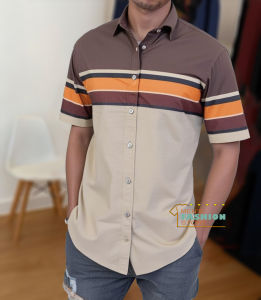 Upcoming Deepvalli collection Mens Short Sleeve cotton Striped Short Sleeve Shirt | Cotton Fabric | Button Down Collar | Casual Style Shirt
