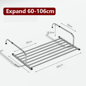 IRO Retractable Clothes Drying Rack Stainless Steel Clothes Hanger Foldable Folding Towel Laundry Hanger Hanging over Door Balcony Window Fence
