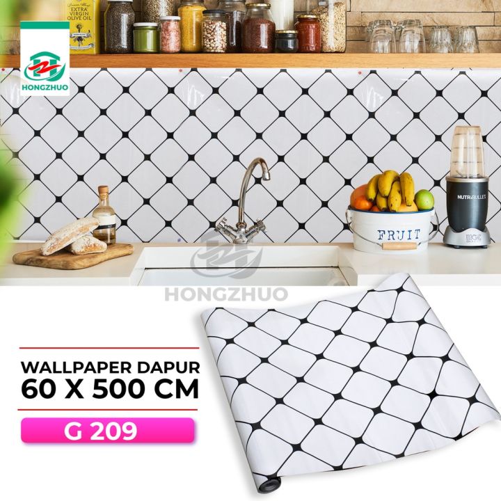 Hongzhuo Wallstiker Dapur 60 x 500cm Premium Class Wallpaper Sticker Dapur Anti Air dan Api