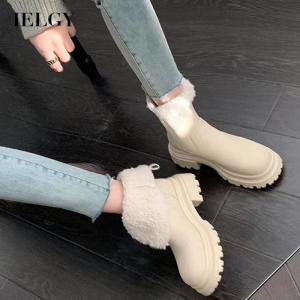 IELGY womens fleece thickened waterproof and non-slip thick bottom snow boots