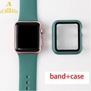 VUAERANG Strap+Case compatible for Apple Watch Band 44mm 40mm i Watch band 42mm 38mm silicone bumper+bracelet compatible for apple watch 6 band 5 4 3 2 SE
