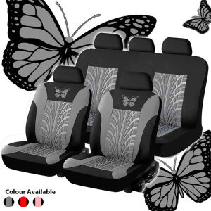 Full Set Car Seat Covers Premium Stylish Butterfly Painted Front Seats with Breathable Rear Bench Back Car Seat Protectors Cushion Universal Fits Most Automotive  SUV Truck
