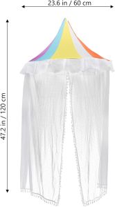 Local Stock Colorful Rainbow Dome Mosquito Net Tent for Kids - Half-Round Reading Corner Decorative Canopy with Tassels
