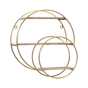 CINDYKHBKJ Gold Decorative Wall Shelf Iron Nordic Style Wall Storage Rack Modern Space Saving Wall Decoration Restaurant