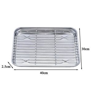 DuduMart Stainless Steel Baking Tray With Removable Cooling Rack Set Non-stick Chips Basket Grill
