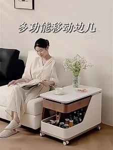 Storage Cabinet Locker with Wheels Movable Adjustable Storage Multifunctional Coffee Table Simple Small Apartment Modern Light Luxury Living Room Home
