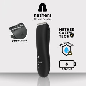 Nethers Undercut Groin Trimmer Replaceable NetherSafe Ceramic Blades Waterproof 90mins Battery Bovem