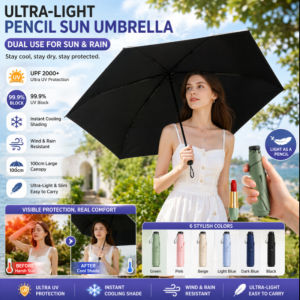 Ultra Light Sun Umbrella Compact Automatic Dual Use Rain and Sun Protection Pencil Design Portable UV Block Outdoor Travel Umbrella