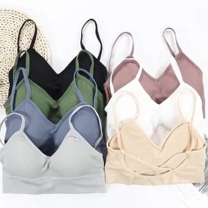 จัดส่งจากประเทศจีน [2025] สายสะพายข้ามขนาดใหญ่ U บราไม่มีสายหลัง บราไม่มีสายสำหรับสาวๆ พร้อมแผ่นรองหน้าอก บราแบบไม่มีสายหลังสำหรับผู้หญิง
