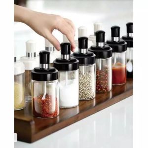 OS.B302 Tempat bumbu Kaca sendok nempel di tutup