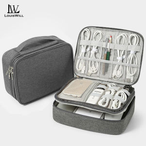 LouisWill Digital Storage Bag Travel Organizer Double Layer Large Capacity Electronic Gadget Bag USB Cable Storage Bags Large Cable Organizer Bag Accessories U Disk Hard Drive Accessories Storage Bag