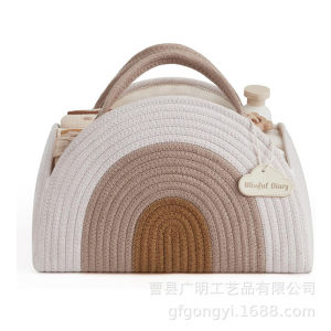 OutingSG-Foldable Baby Diaper Basket Storage Bag Newborn Cotton Rope Woven Diaper Bags Mummy Bag